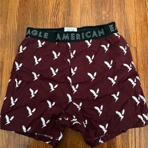 American Eagle Outfitters Maroon Boxer Shorts with White Eagle Print